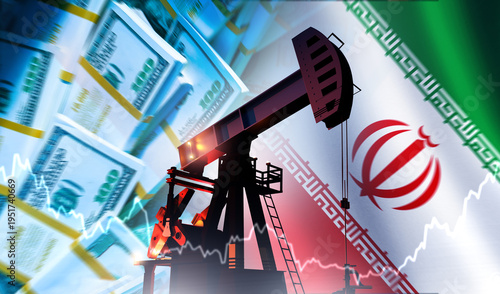 Quadro em tela Conceptual image of Iran’s oil industry and financial dynamics