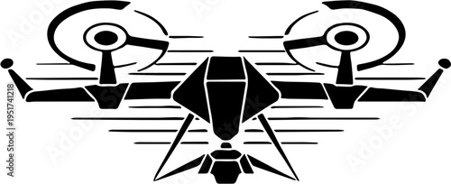 drone icon silhouette vector illustration, isolated on white