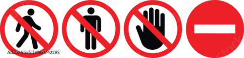 Prohibited actions symbols for pedestrian and hand gestures