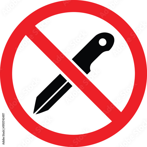 Prohibition sign indicating no sharp objects or cutting tools allowed