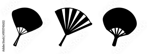 Black and white hand fans vector illustration traditional oriental japanese chinese style art s