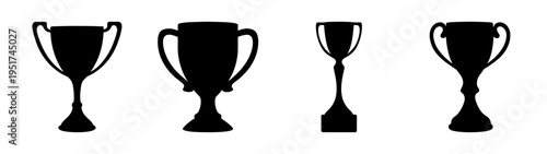 Trophy cup vector silhouette illustration design for achievement and competition winning prize reward