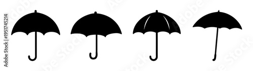 Silhouette umbrella vector art collection featuring rain protection and weather elements design ideas