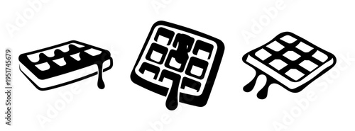 Delicious waffles with dripping syrup vector illustration breakfast food dessert design element sweet treat