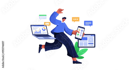 Agile Marketing Professional Managing Multi-Channel Digital Campaigns and Real-Time Analytics for Seamless Business Growth