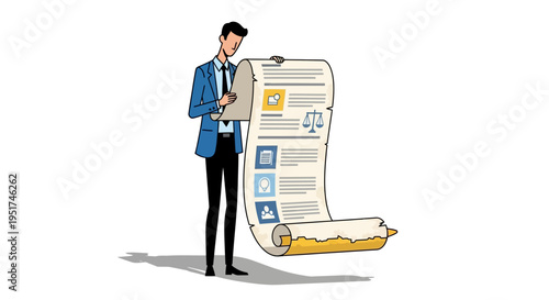 Professional legal consultant reviewing complex corporate compliance protocols and long-term business strategy documentation