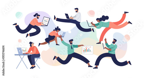 Agile cross-functional team optimizing business performance through data-driven collaboration and digital innovation