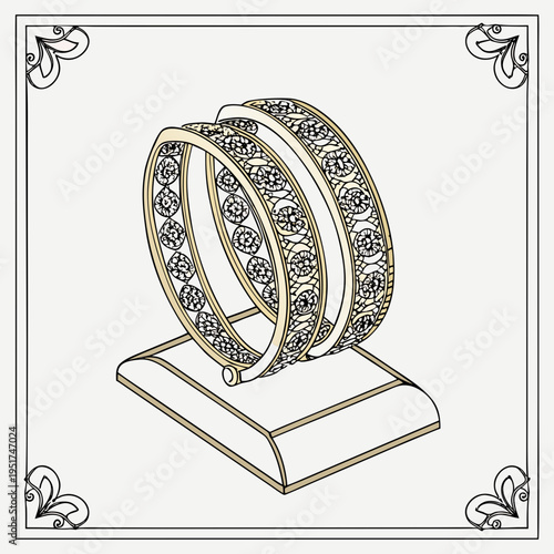 Bangles with floral patterns on a stand jewelry accessories