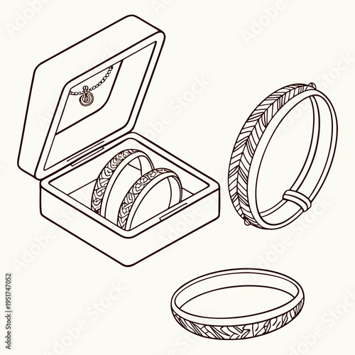 Black and white line of bracelets and jewelry box line bracelets