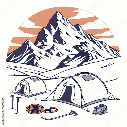 Snowy Mountain Camping tent winter