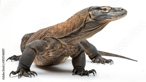 Komodo dragon large lizard with scales and claws. AI GENERATED.
