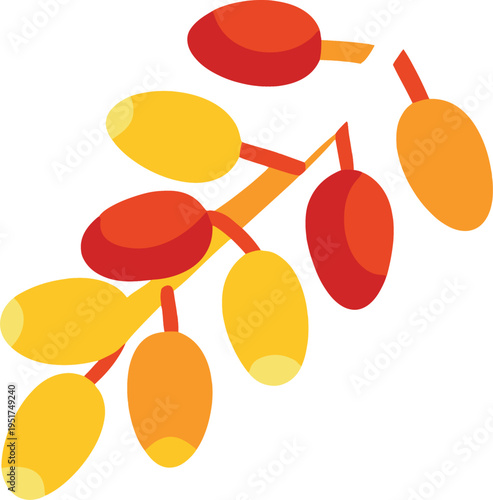 Vector illustration set featuring a colorful pile of fresh pills mixed with autumn leaves and ripe citrus fruits like orange and lemon for a healthy nature pattern design