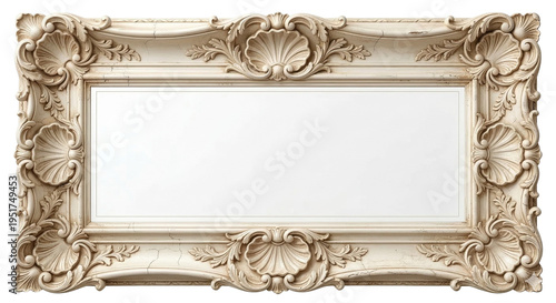 Ornate Vintage Rectangular Mirror Frame, Baroque Style, Antique Decorative Border