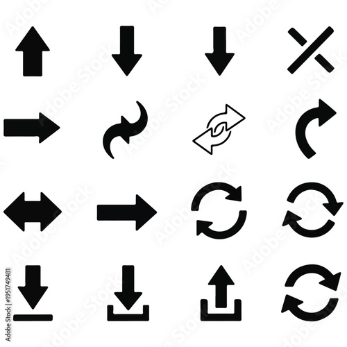 Minimalist Black Navigation Arrow Icon Vector Set