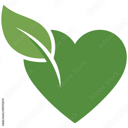 Minimalist Green Heart Leaf Vector Logo Template