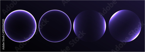 Abstract glowing sphere of blue and purple energy. Futuristic plasma orb made of light particles in empty dark space. abstract background with blue circles