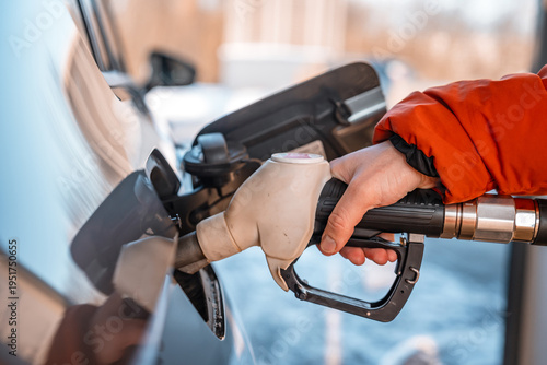 Pistols at the gas station with sunlight