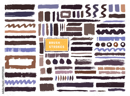 Collection of various digital brush strokes and textures for art and design