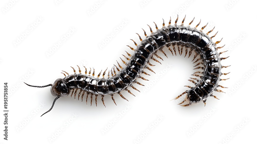 Fototapeta premium Realistic Giant Centipede Illustration with Black and White Segmented Body
