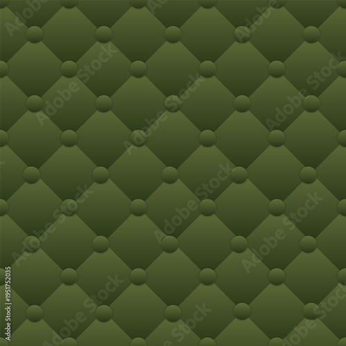 Dark green tufted quilted pattern vector. Luxury diamond upholstery background for interior design presentations, furniture catalogs, high-end branding, and digital wallpapers