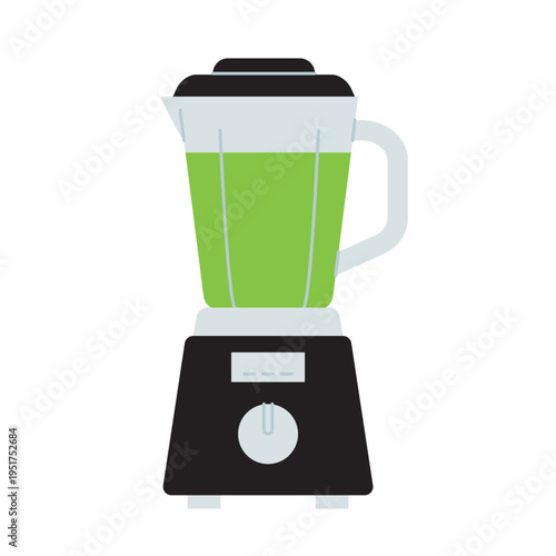 kitchen blender with green smoothie icon- Vector Illustration
