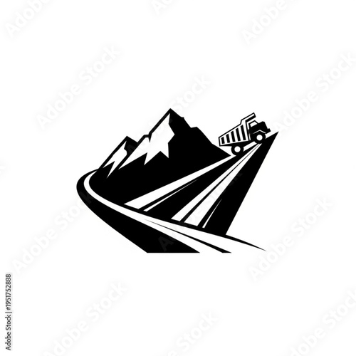 Mining Truck Ascending Mountain Road - A Symbol of Industry and Progress.