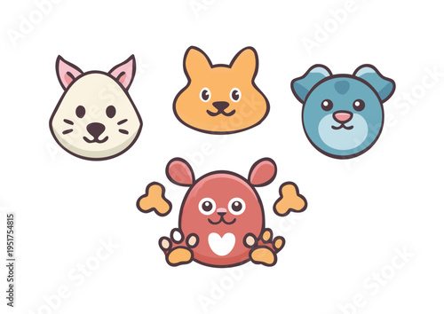 Charming animal icons perfect for children's designs, educational materials, or pet-related brands, adding a playful and friendly touch to any project .vector icon
