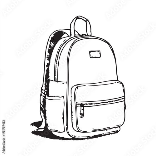 Detailed Hand-Drawn Backpack Sketch Vector Illustration