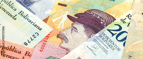 Canvastavla Venezuelan Bolivar currency money bills in big amount