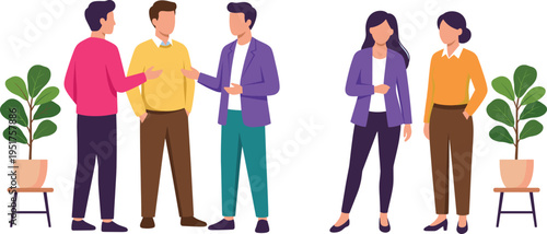 Diversity of business professionals in smart casual attire networking and discussing ideas during a collaborative meeting in a modern office