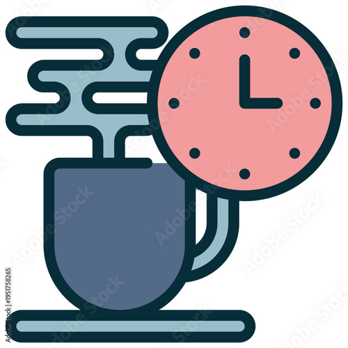 coffee break drink hot cup time filled outline icon