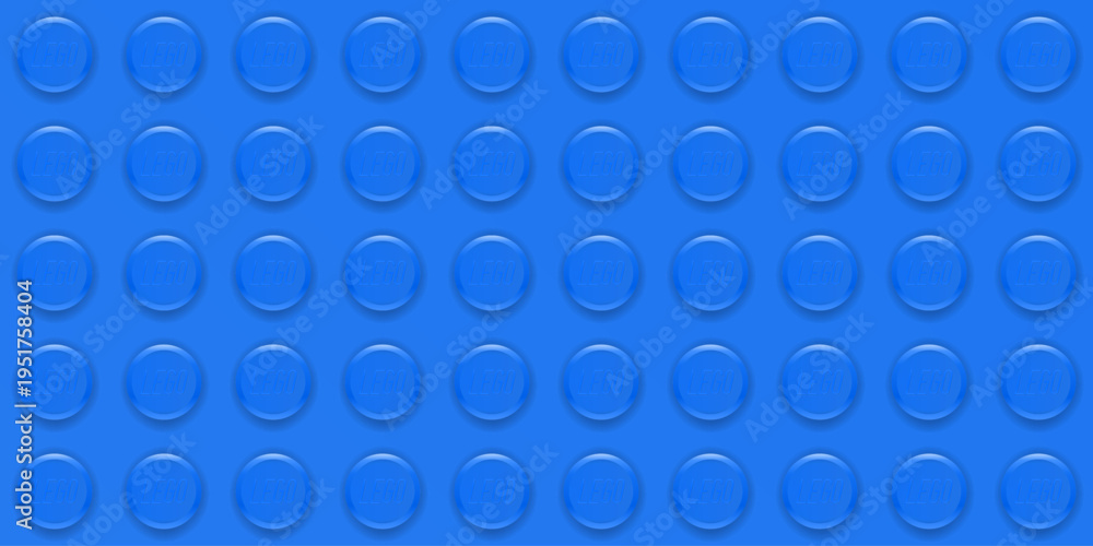 Fototapeta premium Realistic blue Lego plastik constructor seamless background. Vector editorial illustration