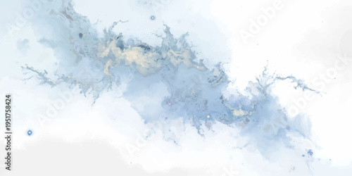 Abstract watercolor and blue grunge background featuring a vintage texture of frosty clouds and winter snow in the cold air.