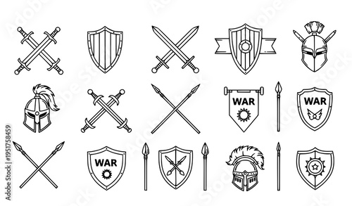 set of heraldic shields