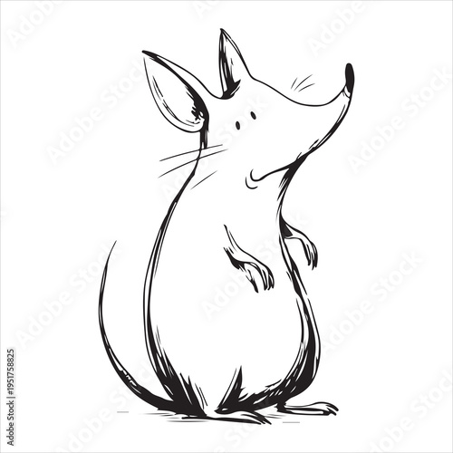 Expressive Hand-Drawn Standing Mouse Doodle Vector
