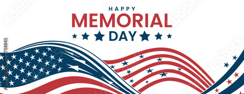 Memorial day banner design, USA flag Banner, celebrating memorial day with abstract american flag elements and stars Vector Banner,Border,Background