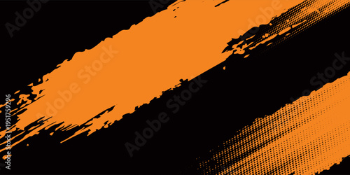 orange black brush Car sticker wrap pattern banner abstract sporty lines black orange color combination grunge brush modern pattern racing motorsport design. vector illustration.