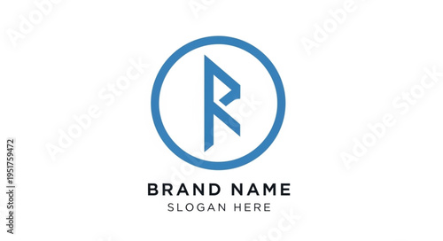 Modern Blue Circular Logo Design with Brand Name and Slogan Placeholder.