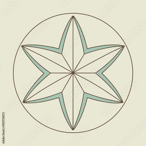 Star shape with eight points in a circle simple line hand drawn