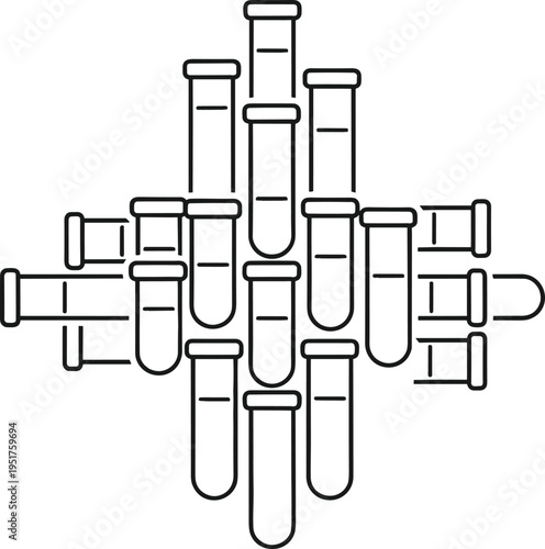 Laboratory test tube icon, science research equipment, medical lab glassware, chemistry experiment symbol, line vector illustration, isolated background design