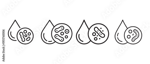 A series of five cells in different stages of mitosis and meiosis with distinct organelles and structures.