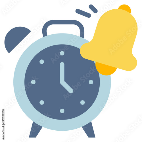 bell ringing alarm loud clock flat style icon