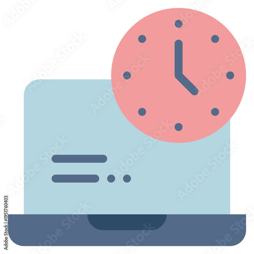 laptop computer online watch clock time flat style icon