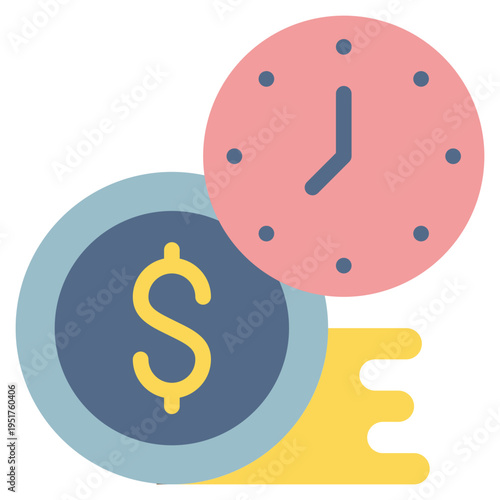 money work salary watch clock time office flat style icon