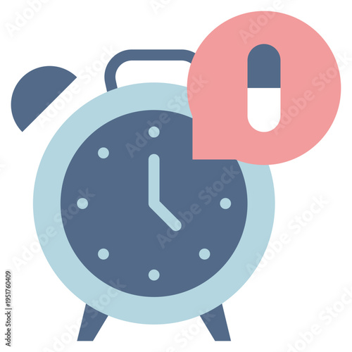 ringing alarm clock watch drug time health flat style icon
