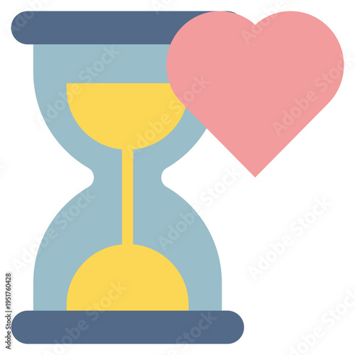 sand watch heart health love time flat style icon