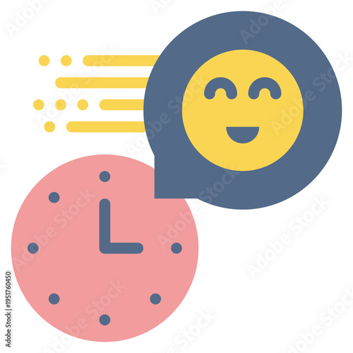 smiling happy funny time flat style icon