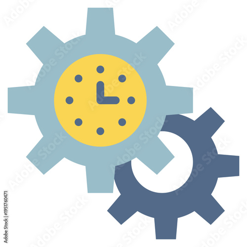 time system setting gear wheel flat style icon