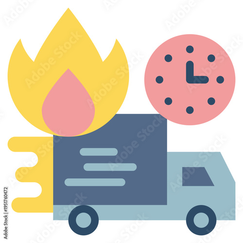 truck transport delivery fast speed flat style icon