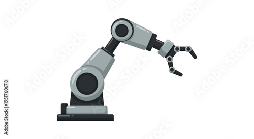 Illustration of a robotic arm on a white background with industrial design